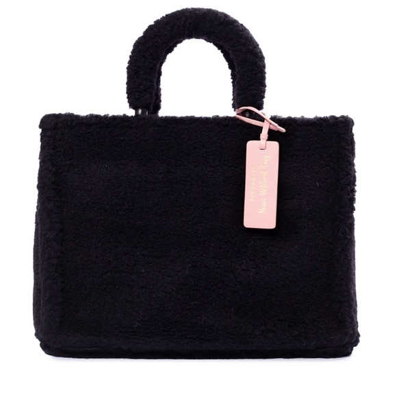COCCINELLE Never Without Tote Faux Fur Wool Top Handle Tote Never Full Handbag - Picture 3 of 10